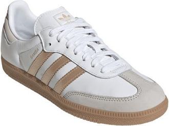 adidas Gender Inclusive Samba OG Sneaker in White/Wonder Gold Metallic at Nordstrom, Size 11.5 Womens