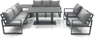 Fimous Fimous Garden Sofa Set Aluminium Furniture Rising Dining Tabe Set with 2 Chair Side Table Dark Grey