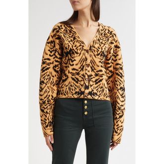 Ulla Johnson Payton Metallic Tiger Jacquard Cardigan in Bengal at Nordstrom Rack, Size X-Large
