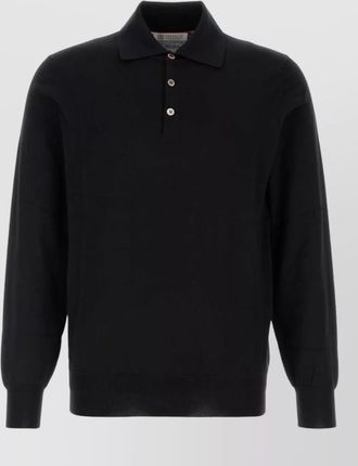 Brunello Cucinelli cotton polo shirt collared ribbed cuffs hem