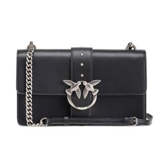 Pinko Love Birds Schoudertas met Kettingband - Dames - Schoudertassen - Zwart - ONE Size - Nylon - Tassen