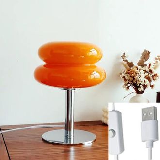 OEM L&aacute;mpara De Mesa De Noche De Cristal Con Luz C&aacute;lida, L&aacute;mpara De Mesa Tipo Hamburguesa, L&aacute;mpara Led Peque&ntilde;a, L&aacute;mpara De Escritorio, Para Dormitorio, Sal