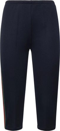Gucci Pantalones de punto de algod&oacute;n acanalado con Web - Trousers - Mujer - Azul - S