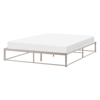 Beliani Cama Industrial Moderno Marco De Metal Doble Listones Incorporados Sin Cabecero 140 X 200 Cm Beige Claro Viry