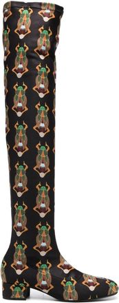 La DoubleJ Edie 40mm scarab-jacquard boots - women - Polyester/Elastane/Nylon/Calf Leather/Rubber - 41 - Black