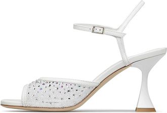 Loriblu Jewel Sandal - Dames - Sandalen met hakken - Wit - 38 EU - Leer - Schoenen