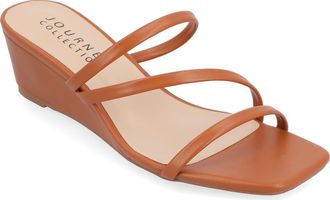 Journee Collection Takarah Wedge Slide Sandal in Brown at Nordstrom Rack, Size 7.5