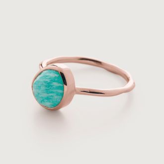 Monica Vinader Rose Gold Siren Gemstone Ring Amazonite