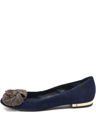 Louis Vuitton bow-detail suede ballet flats - women - Leather/Leather/Leather - 36.5 - Blue