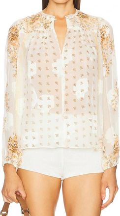 Ulla Johnson Aster Long Sleeve Floral Blouse In Alabaster