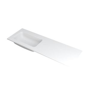 Bernacchini Faktor wastafel - 140x45x1.5cm - 1 wasbak links - 0 kraangaten - polystone wit mat