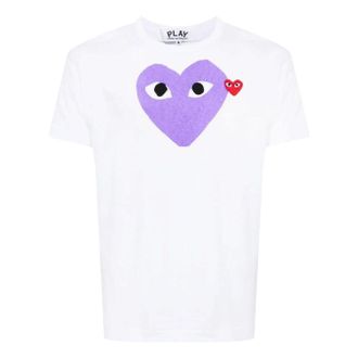 Comme Des Gar&ccedil;ons SS25 Red Heart Printed Purple Heart T-Shirt White AX-T106-051-1