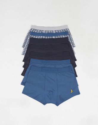 Brave Soul Confezione da 7 boxer blu navy con ricamo