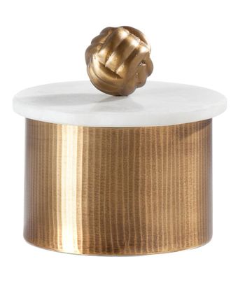 Torre & Tagus Tomar Antique Brass Ribbed Short Canister