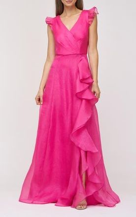 JS Collections Julie Ruffle Organza Ballgown in Berry at Nordstrom Rack, Size 12
