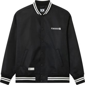 Fingercroxx embroidered baseball jacket - Black