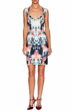 Nicole Miller Neoprene Digital Print Dress In Multicolor