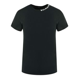 Balmain vetgedrukt logo op kraag zwart T-shirt