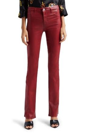 L'agence Ruth High Waist Straight Leg Pants in Dark Bordeaux Coated at Nordstrom Rack, Size 32