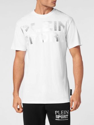 Plein Sport T-shirt in jersey di cotone con logo laminato a contrasto