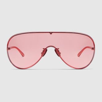 Gucci Mask Frame Sunglasses, Red