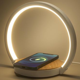 OEM L&aacute;mpara De Mesilla Con Cargador Inal&aacute;mbrico, Luz Nocturna Led T&aacute;ctil Con 3 Niveles De Brillo Y &Aacute;ngulo De 180&deg;, Ideal Para Dormitorio O Estudio