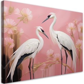 Artgeist Quadro Su Tela, Uccelli Gru Rosa - 120x80