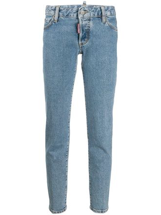 Dsquared2 maple leaf patch slim-fit jeans - women - Spandex/Elastane/Cotton/Cotton/Polyester - 36 - Blue