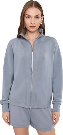 Varley Arlene Zip Through Sweat Womens Sweatshirt Wind Blue : XXS, Elastane/Polyester/Viscose