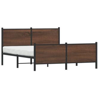 vidaXL Estructura De Cama Sin Colch&oacute;n Metal Marr&oacute;n Roble 150x200 Cm Vidaxl
