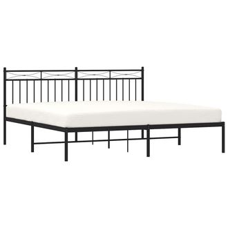 vidaXL Estructura Cama Sin Colch&oacute;n Con Cabecero Metal Negro 183x213 Cm Vidaxl