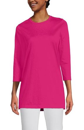 Lands End 3/4 Sleeve Cotton Supima Tunic in Cherry Fuchsia at Nordstrom, Size X-Small P