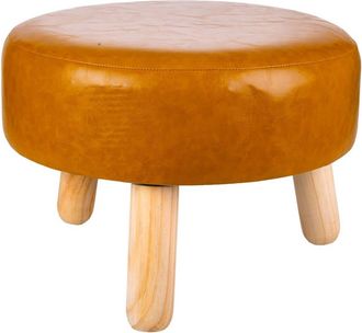 Wanderlust Deco Taburete de madera y polipiel