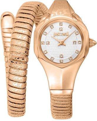 Just Cavalli Coiled Snake Bracelet Watch, 22mm x 35mm in Rose Gold at Nordstrom Rack