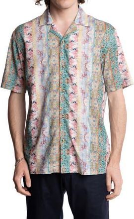 Paisley & Gray Abstract Print Camp Shirt in Pink Green Floral Multi at Nordstrom Rack, Size Large