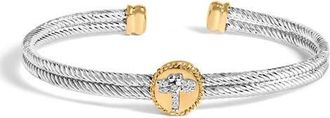 House of Brilliance 18K Yellow Gold over Silver Diamond Accent Dragonfly Medallion Bangle Bracelet at Nordstrom