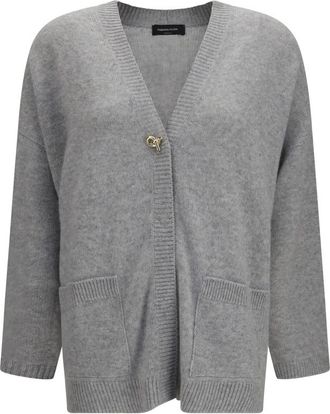 Fabiana Filippi Grey Knitted V Neck Sweater