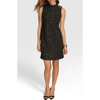 DKNY Tweed Sleeveless Sheath Dress in Black/cream at Nordstrom, Size 12