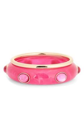 Leith 2-Pack Resin & Metal Bangle Bracelets in Raspberry- Gold at Nordstrom Rack