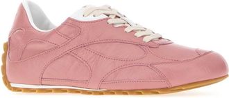 Bottega Veneta Womens Pink Leather Orbit Flash Sneakers Camelia