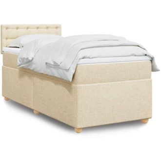vidaXL Vidaxl - Cama Box Spring Con Colch&oacute;n Tela Color Crema 90x200 Cm