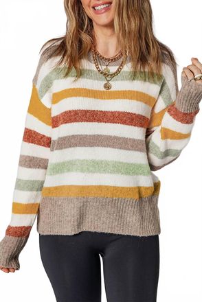 Nobrand Colorblock Drop Shoulder Crew Neck Sweater In Multicolor