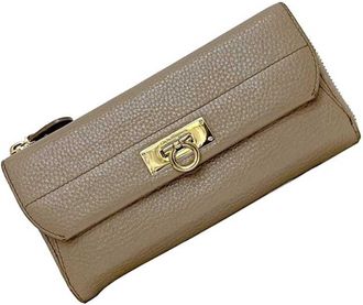 Ferragamo Beige Leather Long Wallet (Bi-Fold) (Pre-Owned)
