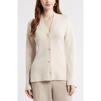 Nordstrom Wool & Cashmere Cardigan in Beige Beach at Nordstrom, Size Xx-Small