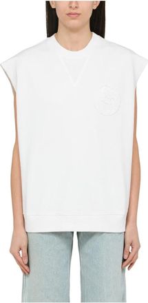 Stella McCartney Tops, Dames, Wit, S, Katoen, Stijlvolle Top met Hoge Hals