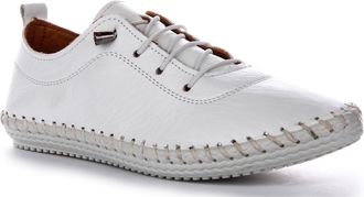 Justinreess England Lexi 2 Womens Leather Slip On Shoes, Ladies Soft Leather Plimsoles Sneakers and Cushion Leather Innersole in White Size 8