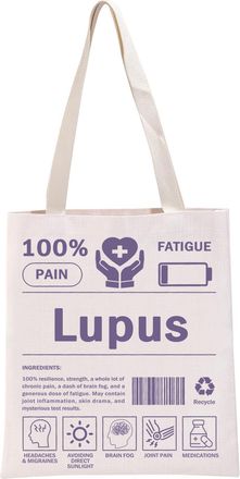 Generic PYOUL Lupus Awareness Gift 100% Lupus Tote Bag Invisible Illness Handbag Lupus Purple Ribbon Gift (100% Lupus Tote)