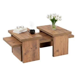 Dmora Dmora - Mesa De Caf&eacute; Amarantha, Mesa De Centro Baja, Revistero Para Sof&aacute;, Estante De La Sala De Estar, 110x45 H42 Cm, Pino