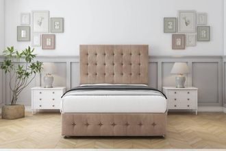 Sloomy Berlin Naples Divan Set 4 Drawers-54 Headboard-Footboard in Light Brown | Size: Small Double
