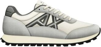 A|X Armani Exchange Sneakers met contrasterend logo - Heren - Sneakers - Grijs - 40 EU - Leer - Schoenen